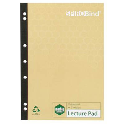 Image for MARBIG 100% RECYCLED LECTURE PAD 7 HOLE PUNCHED 140 PAGE A4 from MOE Office Products Depot Mackay & Whitsundays
