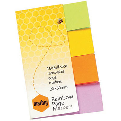 Image for MARBIG NOTES RAINBOW PAGE MARKERS 160 SHEET 20 X 50MM ASSORTED from Ross Office Supplies Office Products Depot