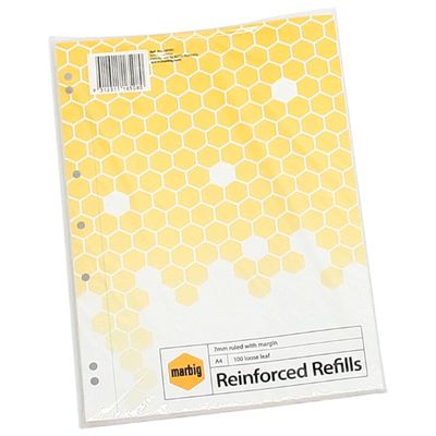 Image for MARBIG REINFORCED LOOSE LEAF REFILLS 100 SHEET A4 from Total Supplies Pty Ltd