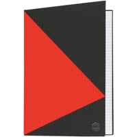 marbig notebook feint ruled hard cover casebound a4 100 leaf black/red
