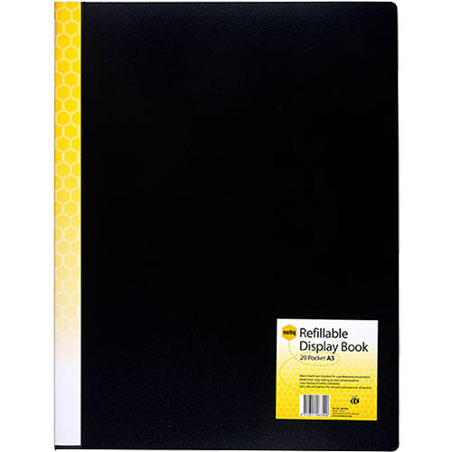 Image for MARBIG DISPLAY BOOK REFILLABLE 20 POCKET A3 BLACK from Margaret River Office Products Depot