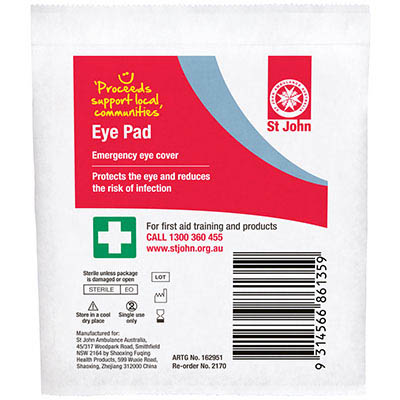 Image for ST JOHN EYE PAD WHITE from MOE Office Products Depot Mackay & Whitsundays