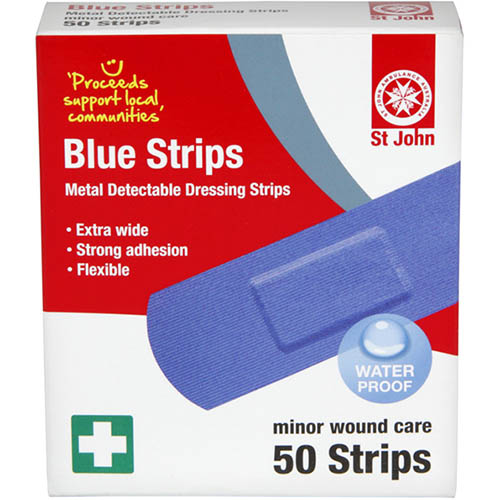 Image for ST JOHN BLUE STRIPS FOR FOOD PREPARATION PACK 50 from Barkers Rubber Stamps & Office Products Depot