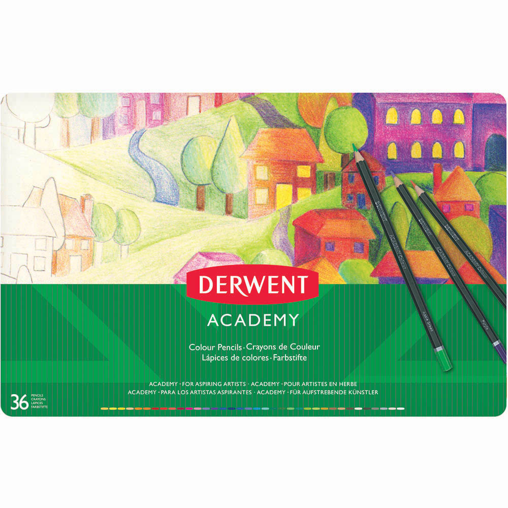 Image for DERWENT ACADEMY COLOURED PENCILS ASSORTED TIN 36 from Margaret River Office Products Depot