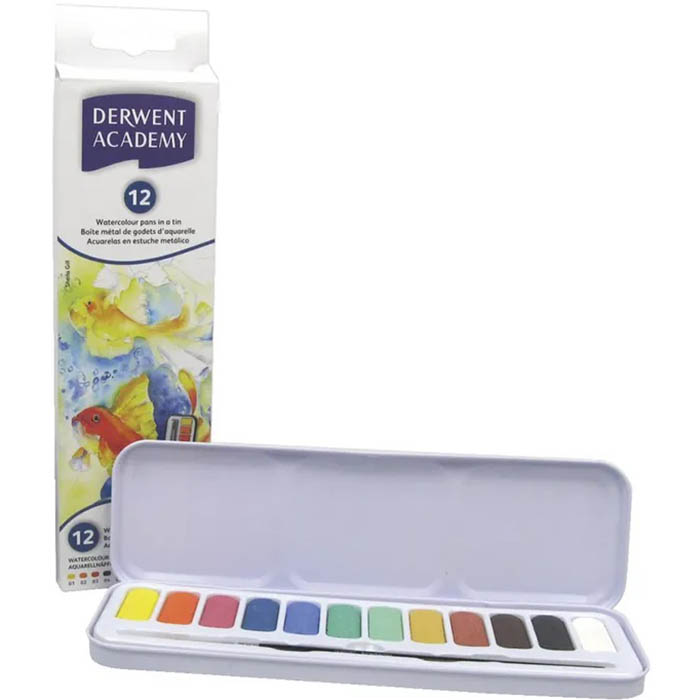 Image for DERWENT ACADEMY WATERCOLOUR PAINT PAN SET ASSORTED from Ross Office Supplies Office Products Depot