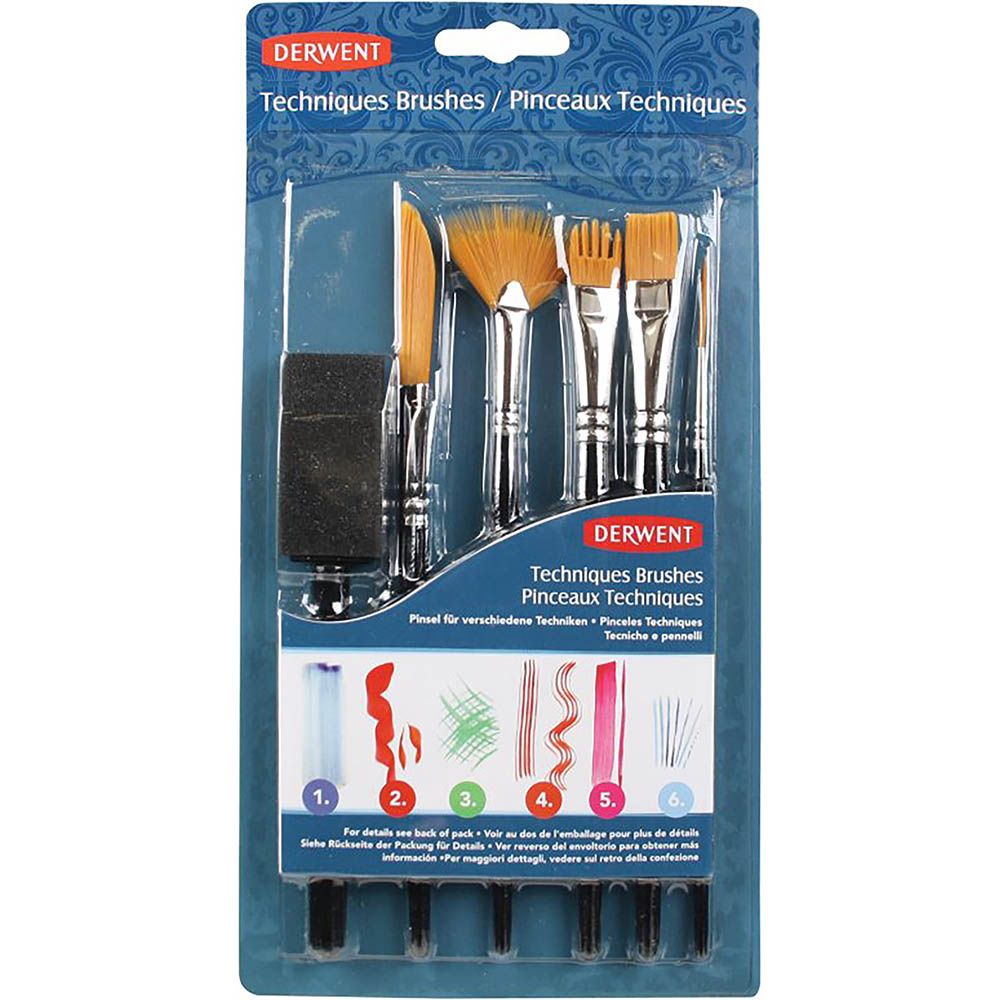 Image for DERWENT TECHNIQUE BRUSH SET PACK 6 from Ross Office Supplies Office Products Depot