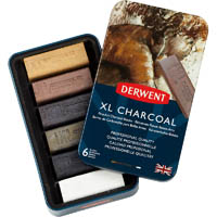 derwent xl charcoal block assorted tin 6