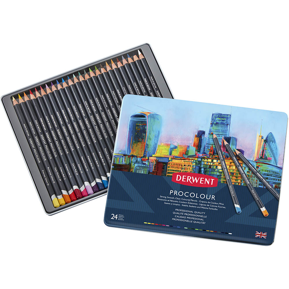 Image for DERWENT PROCOLOUR PENCIL ASSORTED TIN 24 from MOE Office Products Depot Mackay & Whitsundays