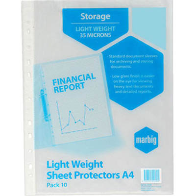 Image for MARBIG LIGHTWEIGHT COPYSAFE SHEET PROTECTORS A4 PACK 10 from Office Products Depot