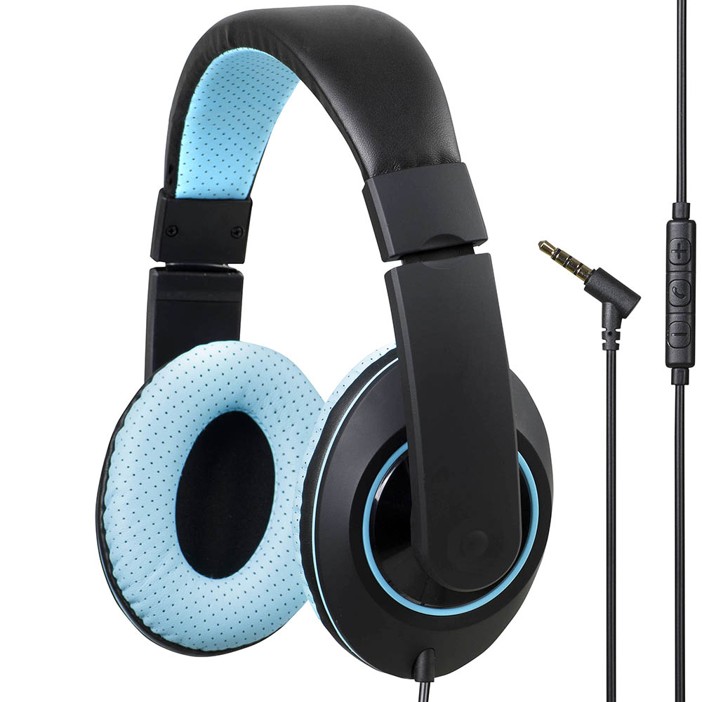 Image for KENSINGTON HEADPHONES WITH INLINE MIC AND VOLUME CONTROL BLUE from Albany Office Products Depot