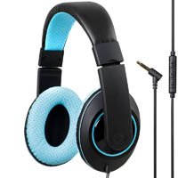 kensington headphones with inline mic and volume control blue