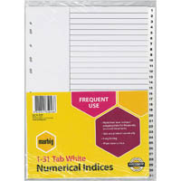 marbig index divider pp 1-31 tab a4 white