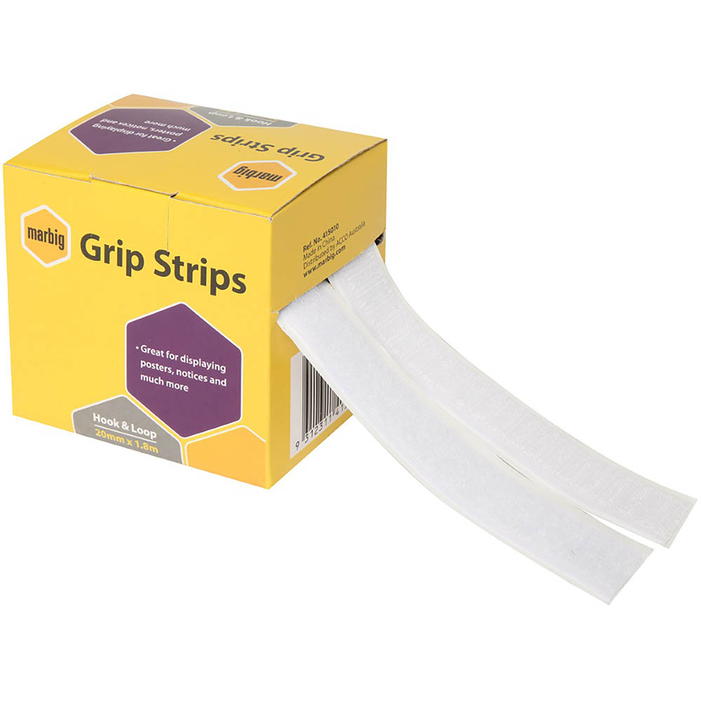 Image for MARBIG GRIP STRIPS HOOK AND LOOP 20MM X 1.8M from Barkers Rubber Stamps & Office Products Depot