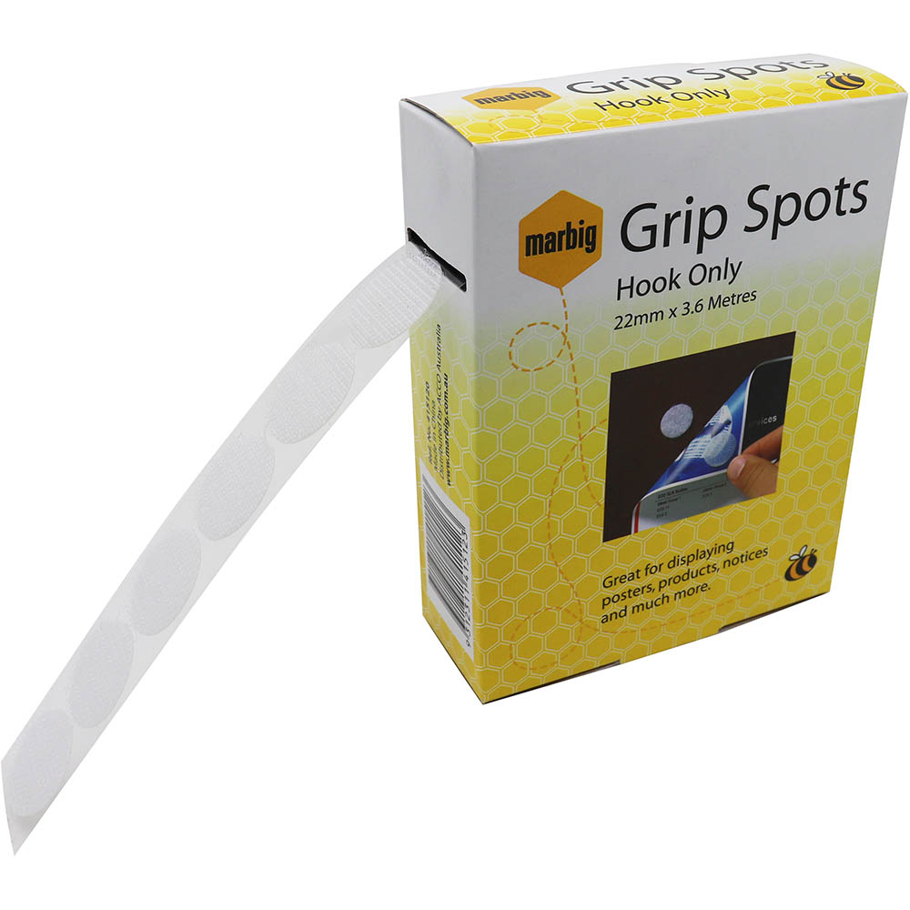 Image for MARBIG GRIP SPOTS HOOK ONLY 22MM X 3.6M from Barkers Rubber Stamps & Office Products Depot