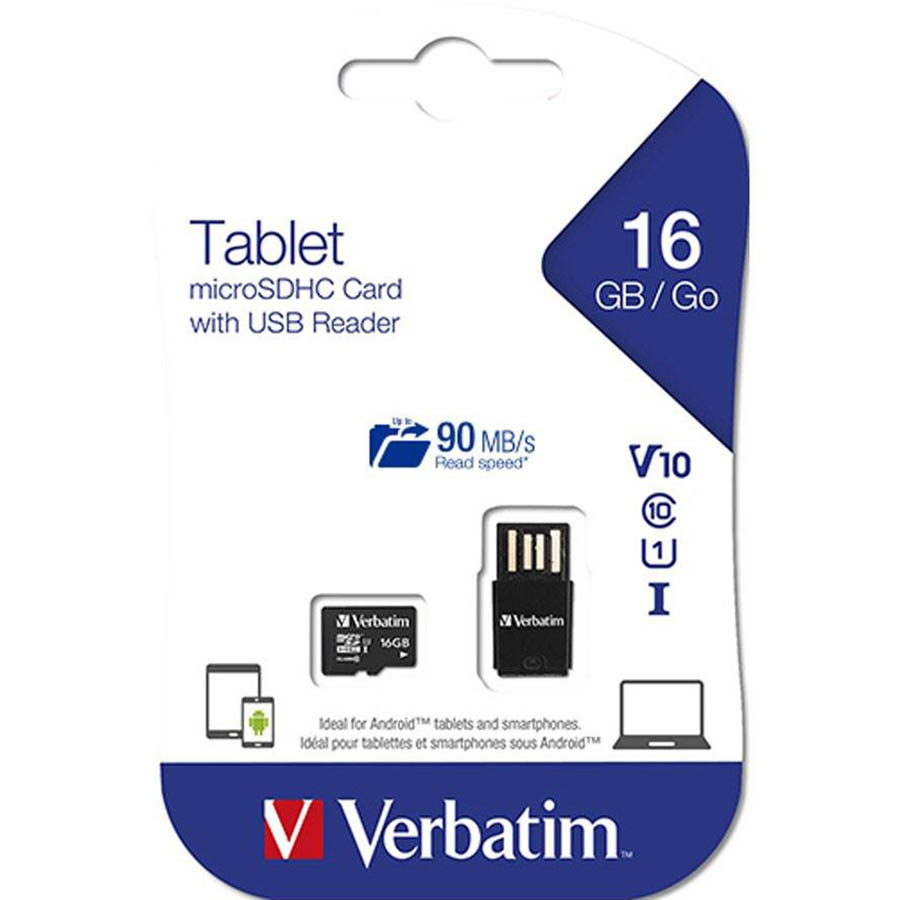 Image for VERBATIM TABLET MICROSD CARD WITH USB READER 16GB BLACK from MOE Office Products Depot Mackay & Whitsundays