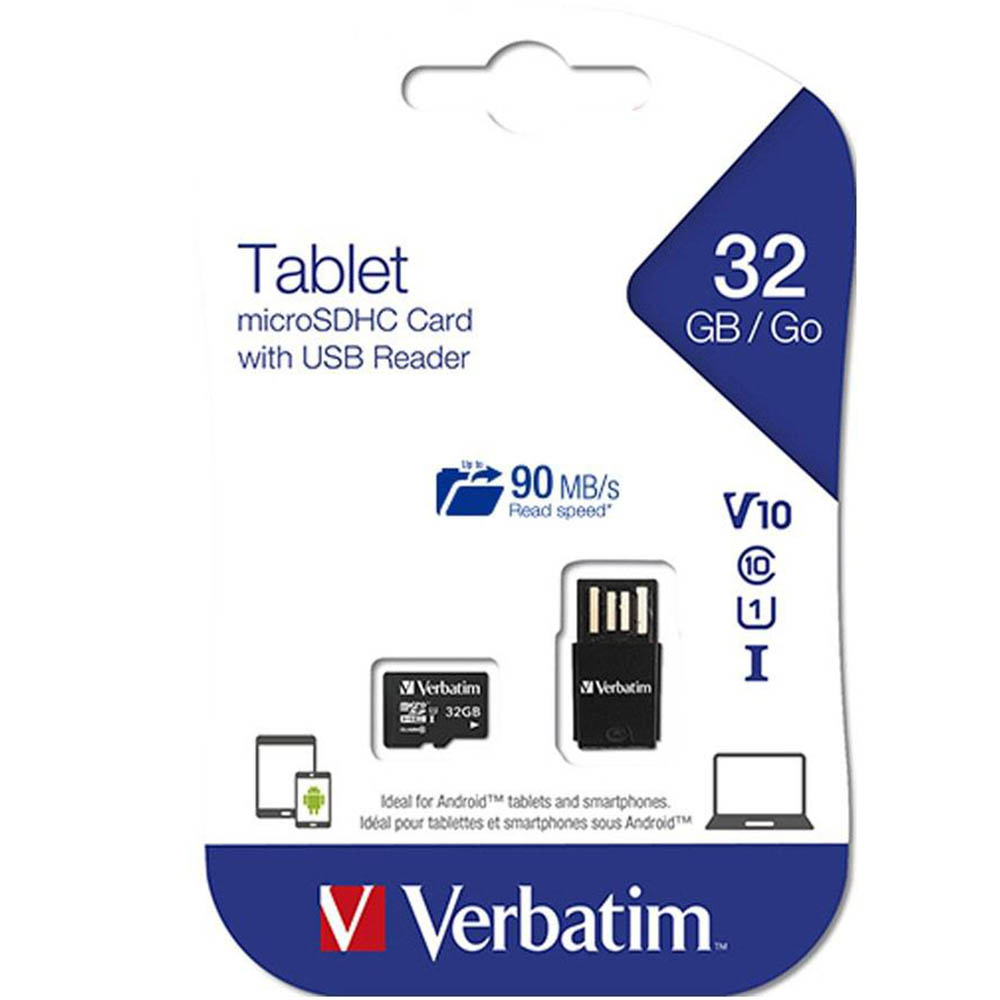Image for VERBATIM TABLET MICROSD CARD WITH USB READER 32GB BLACK from MOE Office Products Depot Mackay & Whitsundays