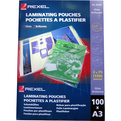 Image for REXEL LAMINATING POUCH 100 MICRON A3 CLEAR PACK 100 from Total Supplies Pty Ltd
