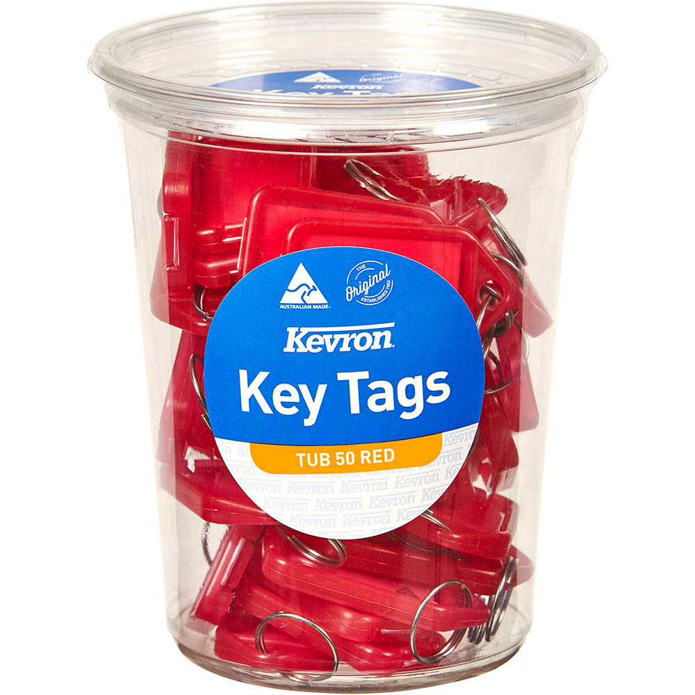 Image for KEVRON ID5 KEYTAGS RED TUB 50 from Ross Office Supplies Office Products Depot