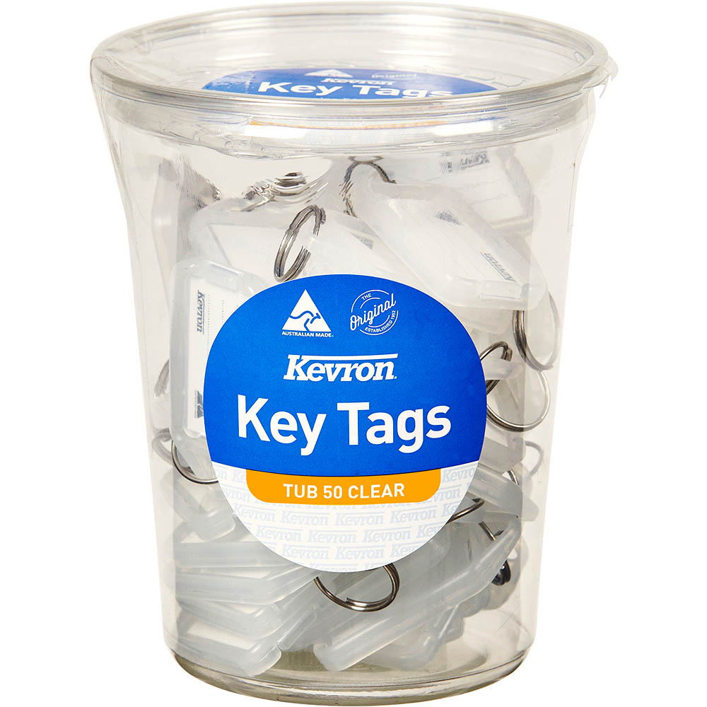 Image for KEVRON ID5 KEYTAGS CLEAR TUB 50 from MOE Office Products Depot Mackay & Whitsundays