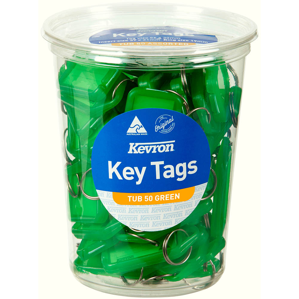 Image for KEVRON ID5 KEYTAGS GREEN TUB 50 from MOE Office Products Depot Mackay & Whitsundays
