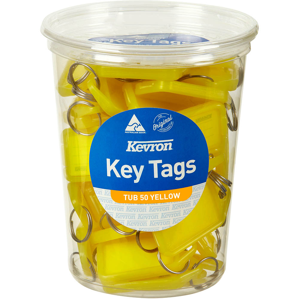 Image for KEVRON ID5 KEYTAGS YELLOW TUB 50 from Office Products Depot Gold Coast