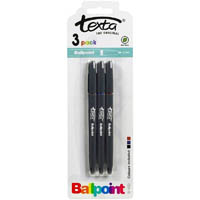 texta ballpoint pen medium assorted pack 3