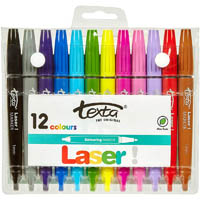 texta laser colouring markers assorted pack 12