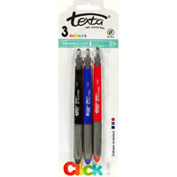 texta retractable ballpoint pen medium assorted pack 3