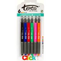 texta retractable ballpoint pen medium assorted pack 6