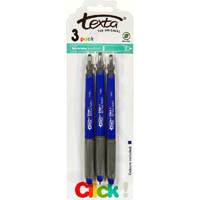 texta retractable ballpoint pen medium blue pack 3