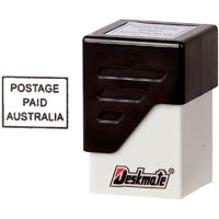 deskmate pre-inked message stamp postage paid black