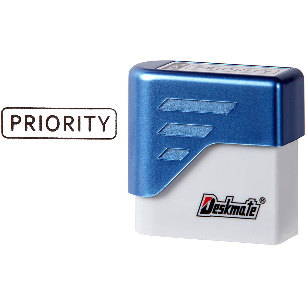 Image for DESKMATE PRE-INKED MESSAGE STAMP PRIORITY BLACK from MOE Office Products Depot Mackay & Whitsundays