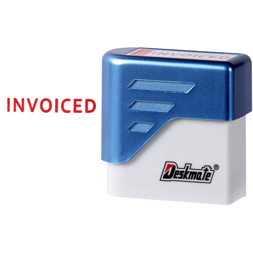 Image for DESKMATE PRE-INKED MESSAGE STAMP INVOICED RED from Ross Office Supplies Office Products Depot