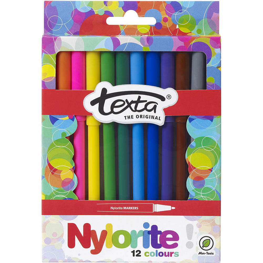 Image for TEXTA NYLORITE COLOURING MARKERS ASSORTED PACK 12 from MOE Office Products Depot Mackay & Whitsundays