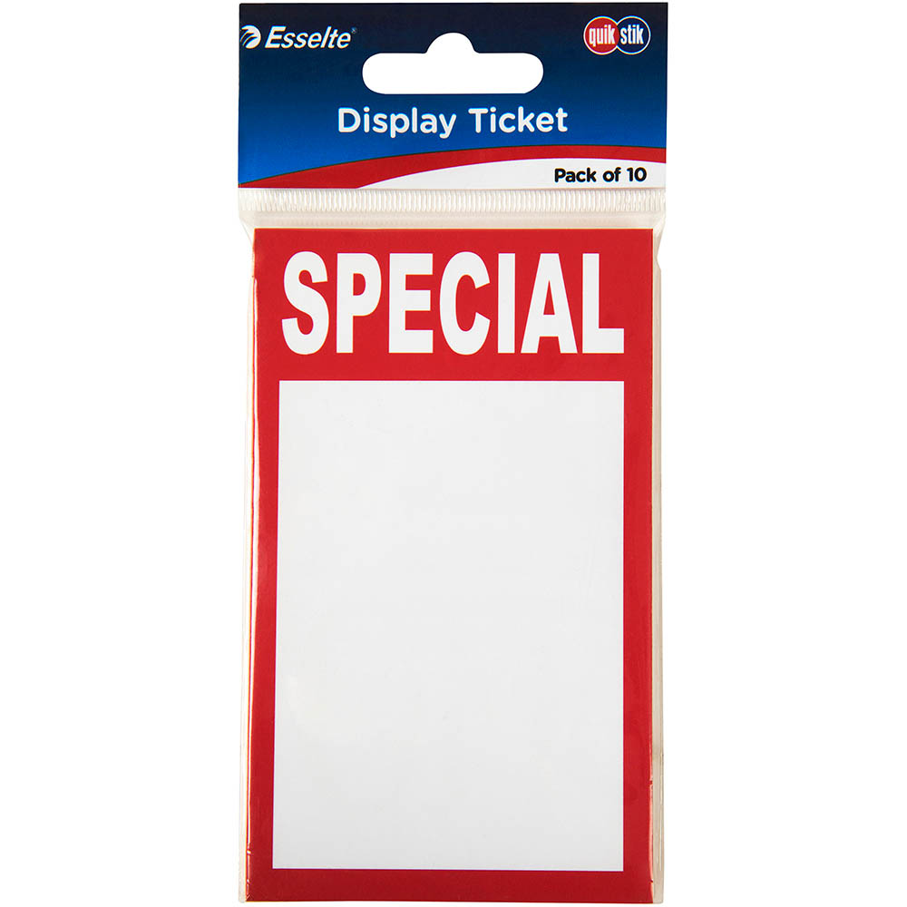 Image for QUIKSTIK DISPLAY TICKETS SPECIAL PACK 10 from OFFICEPLANET OFFICE PRODUCTS DEPOT