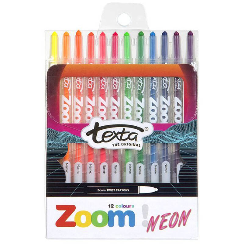 Image for TEXTA ZOOM TWIST CRAYON NEON PACK 12 from Total Supplies Pty Ltd