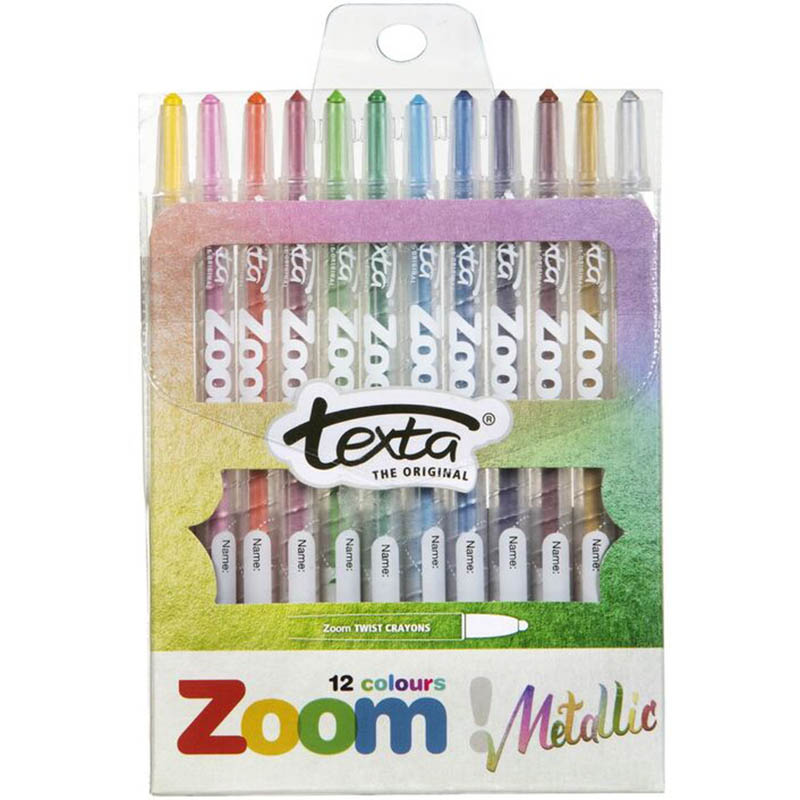 Image for TEXTA ZOOM TWIST CRAYON METALLIC PACK 12 from Office Products Depot Gold Coast