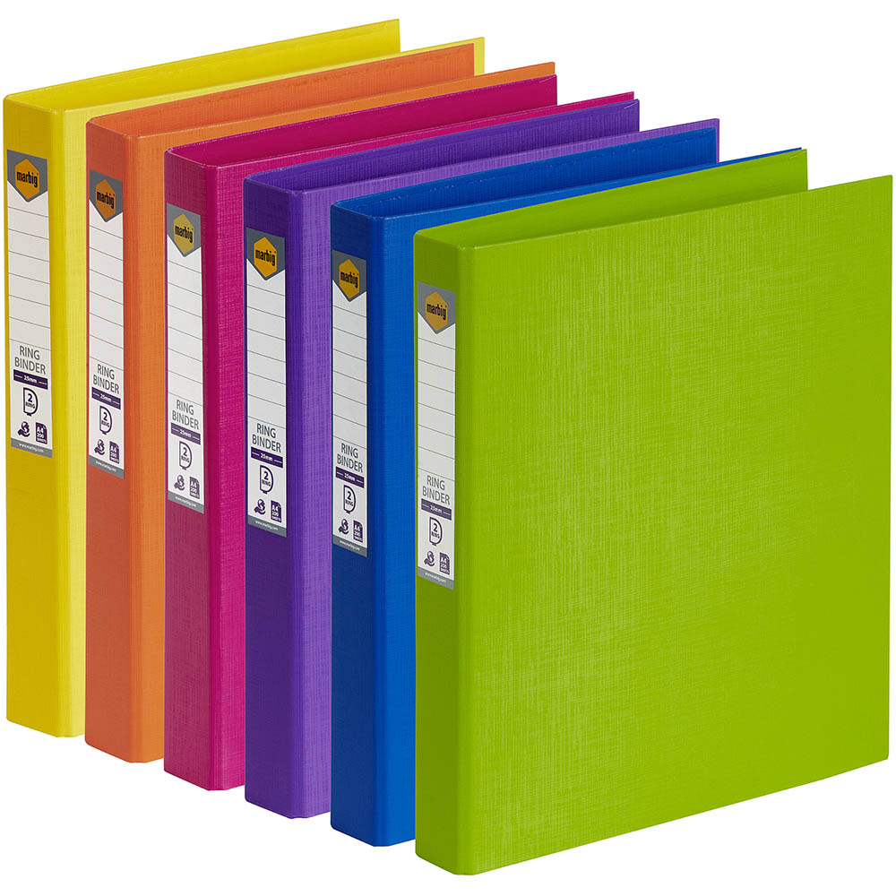 Image for MARBIG LINEN RING BINDER PE 2D 25MM A4 ASSORTED from Albany Office Products Depot