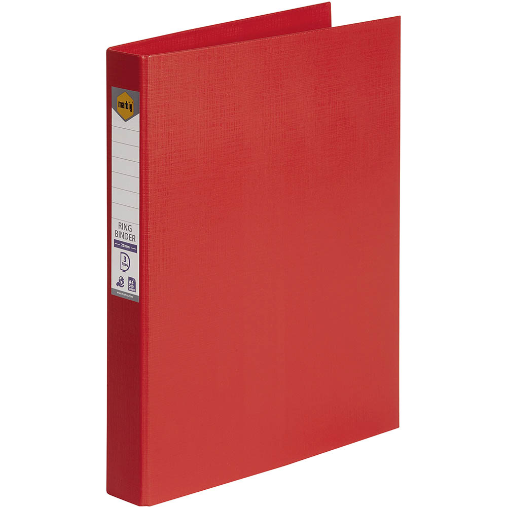 Image for MARBIG LINEN RING BINDER PE 3D 25MM A4 RED from Office Products Depot