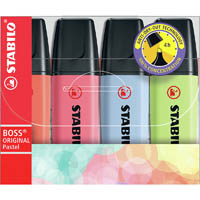 stabilo 70/4-3 boss highlighter pastel assorted pack 4