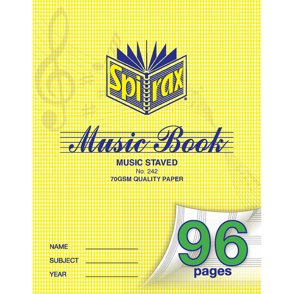 Image for SPIRAX 242 MUSIC BOOK 96 PAGE 225 X 175MM from Albany Office Products Depot