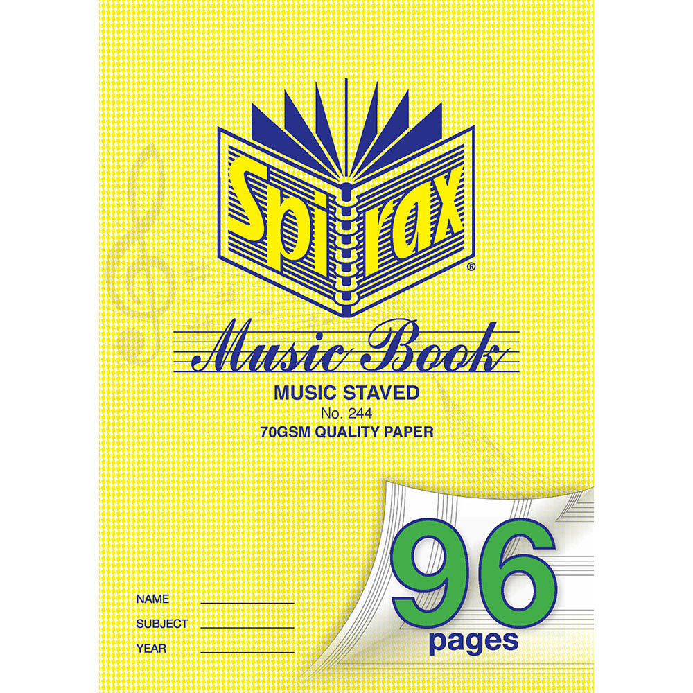Image for SPIRAX 244 MUSIC BOOK 96 PAGE A4 from Total Supplies Pty Ltd