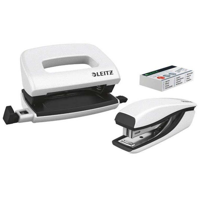 Image for LEITZ NEXXT WOW STAPLER AND PUNCH SET MINI WHITE from Ross Office Supplies Office Products Depot