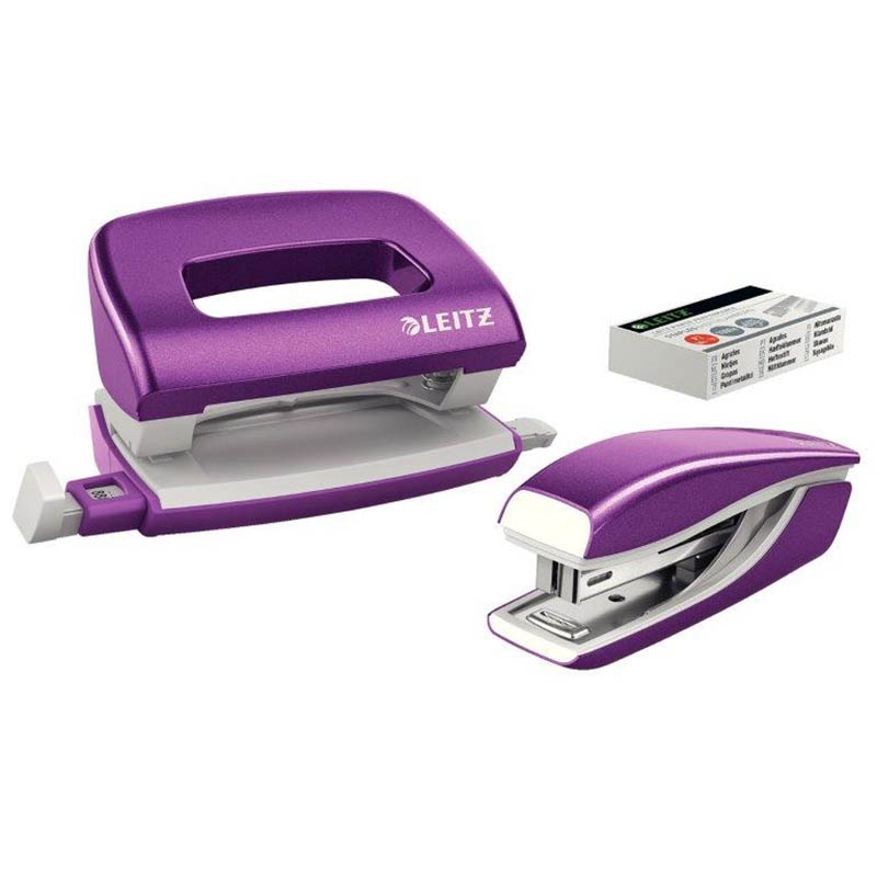 Image for LEITZ NEXXT WOW STAPLER AND PUNCH SET MINI PURPLE from Tristate Office Products Depot