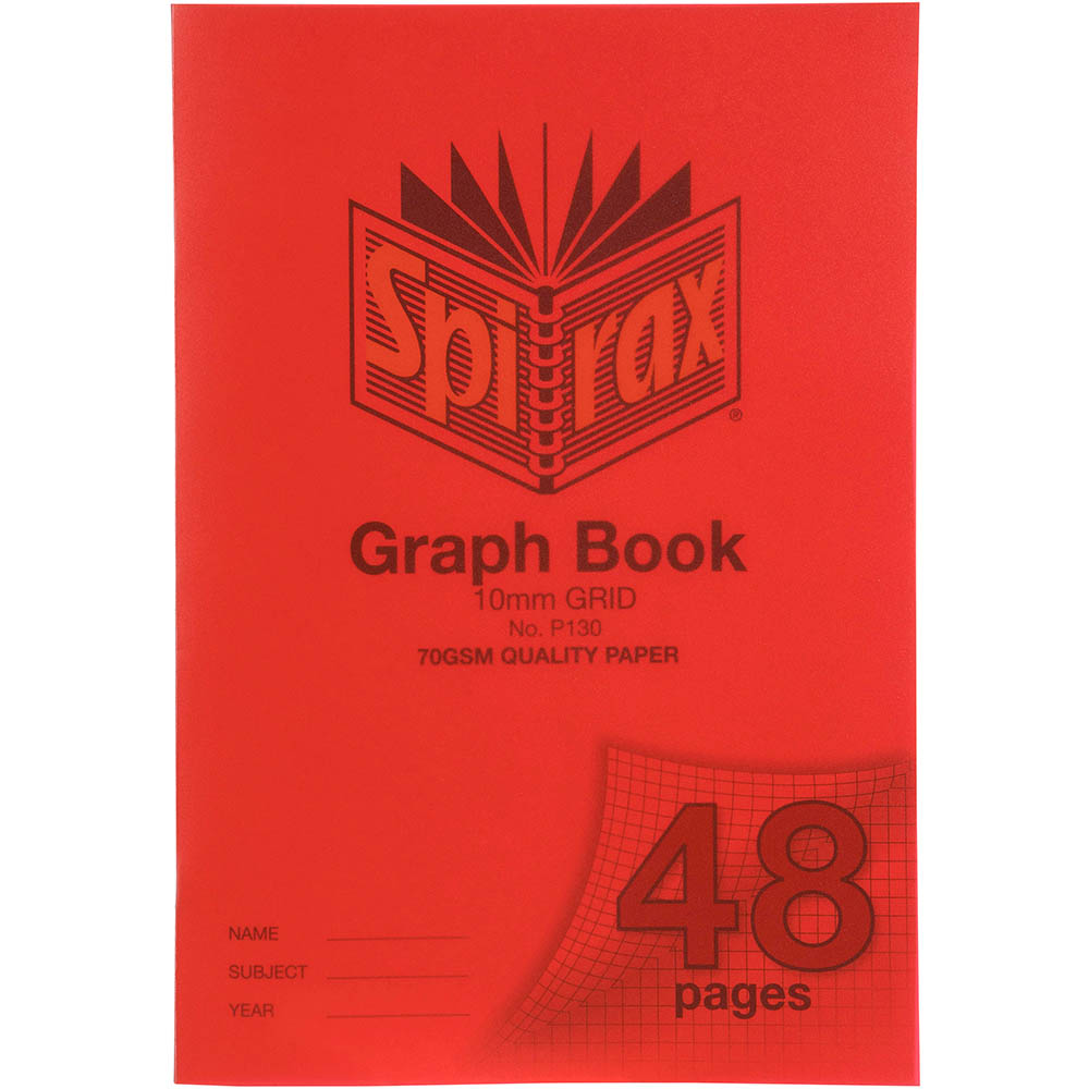 Image for SPIRAX P130 GRAPH BOOK 10MM GRID 48 PAGE A4 RED from Office Products Depot