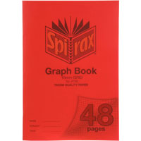 spirax p130 graph book 10mm grid 48 page a4 red