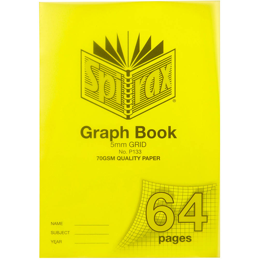 Image for SPIRAX P133 GRAPH BOOK 5MM GRID 64 PAGE A4 YELLOW from Office Products Depot