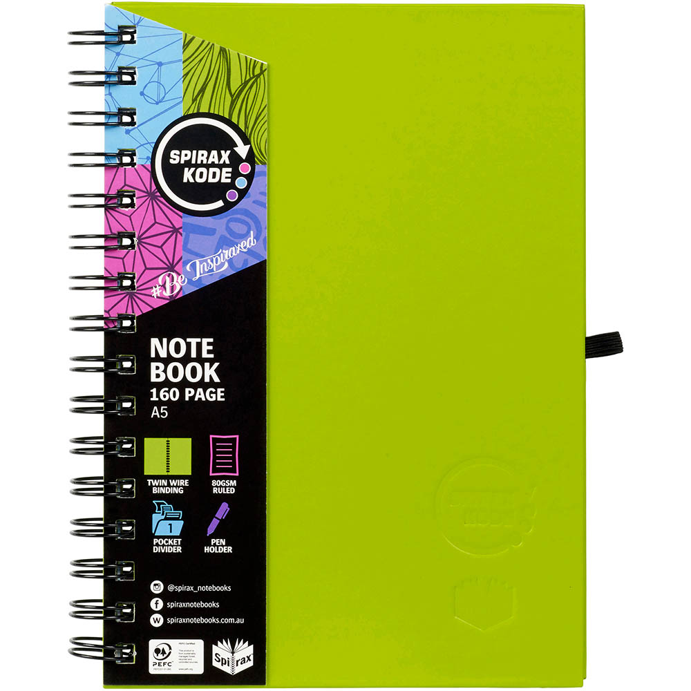 Image for SPIRAX 511 KODE HARD COVER NOTEBOOK 160 PAGE A5 ASSORTED from Ross Office Supplies Office Products Depot