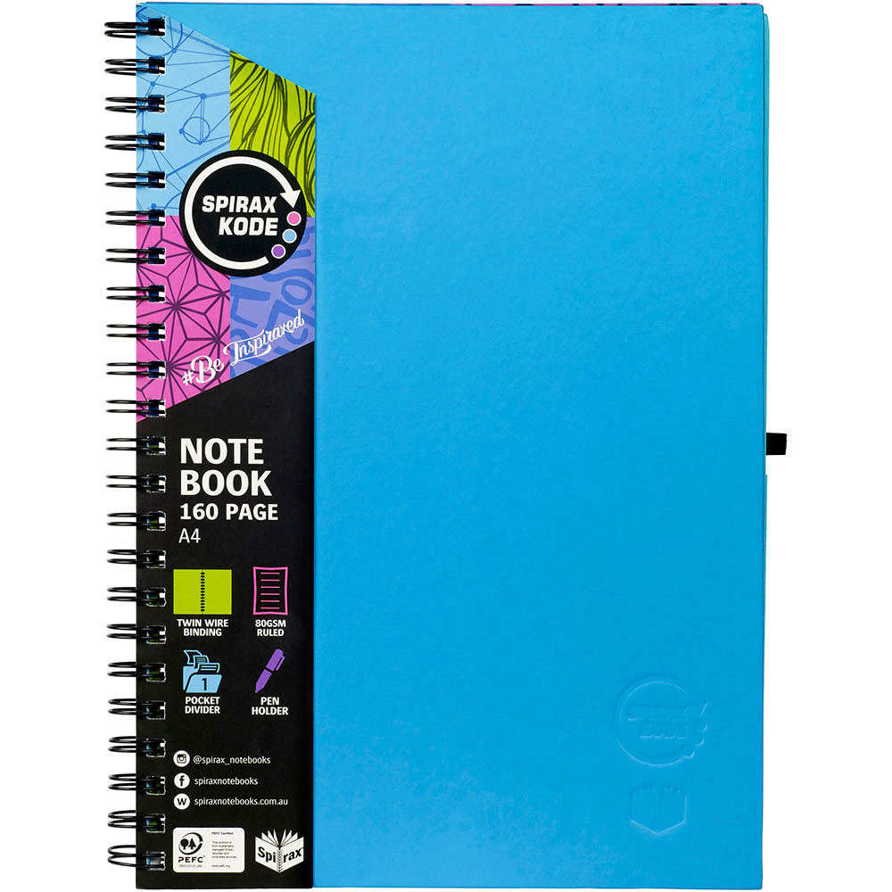 Image for SPIRAX 512 KODE HARD COVER NOTEBOOK 160 PAGE A4 ASSORTED from Ross Office Supplies Office Products Depot