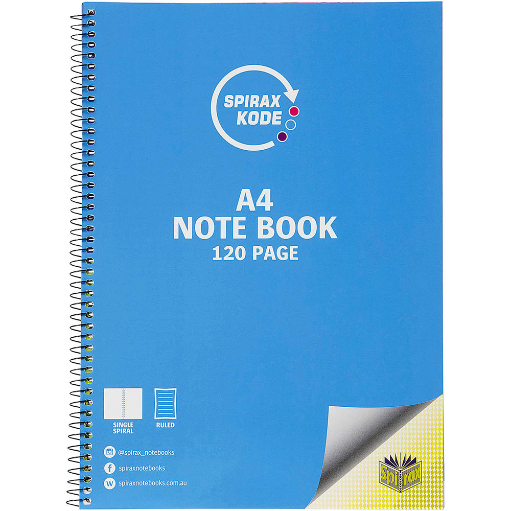 Image for SPIRAX 957 KODE NOTEBOOK 7MM RULED SIDE OPEN 120 PAGE A4 from Total Supplies Pty Ltd